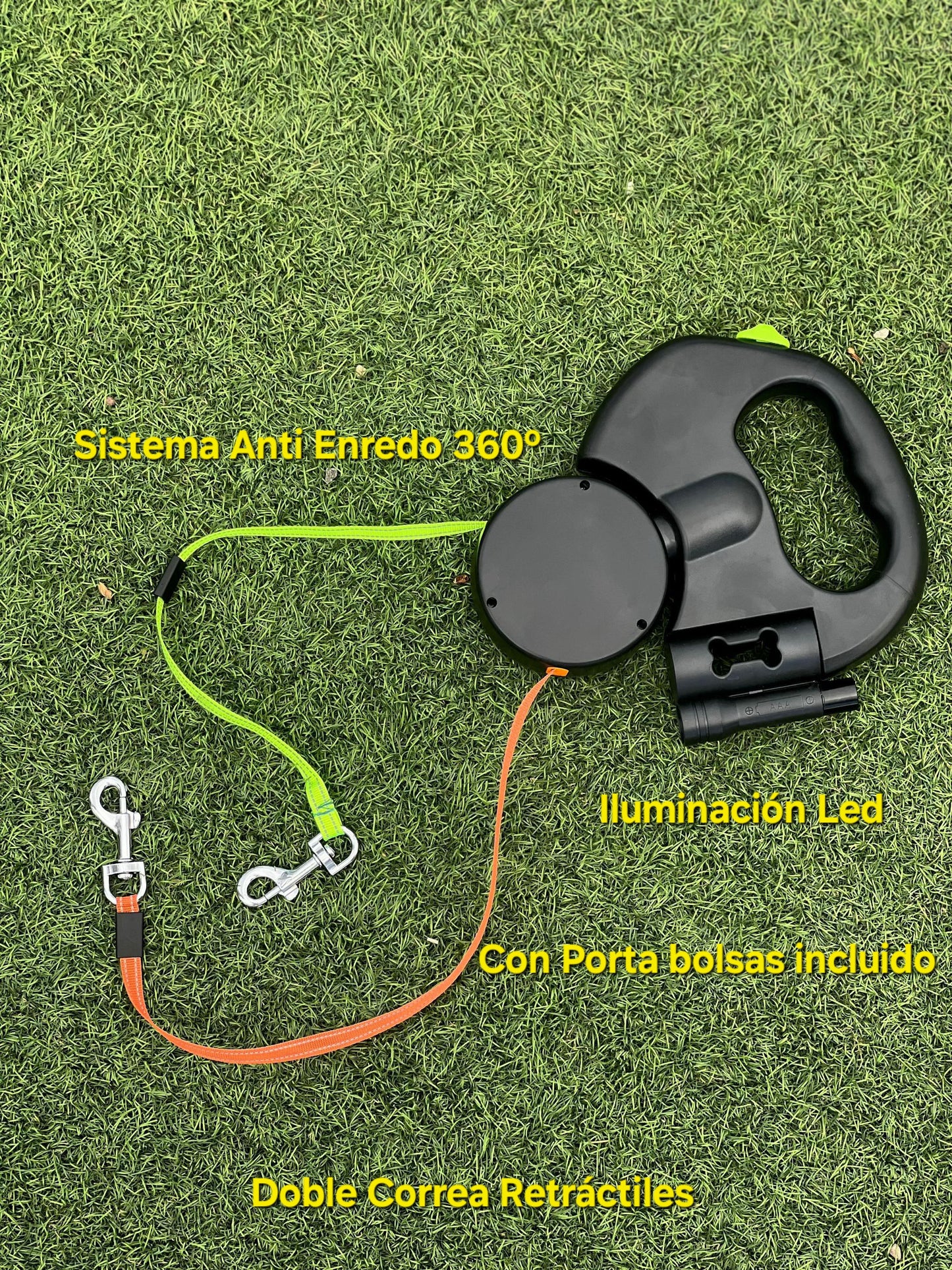 Correa Retráctil 360° Mavero.pet | Doble con Linterna y Bloqueo Instantáneo + Envío GRATIS Y Regalo SORPRESA INCLUIDO 🎁